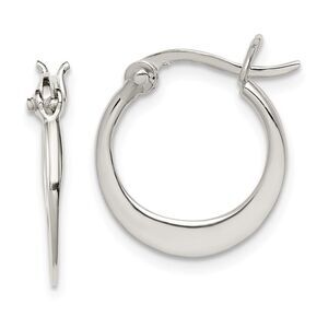 Flat Round Crescent Hoop Earrings in Sterling Silver - 17mm (5/8 Inch)